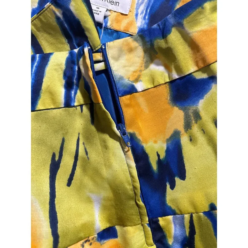 Calvin Klein Women's Size 16 Multicolor Abstract Graphic Tiered Pencil Skirt NWT
